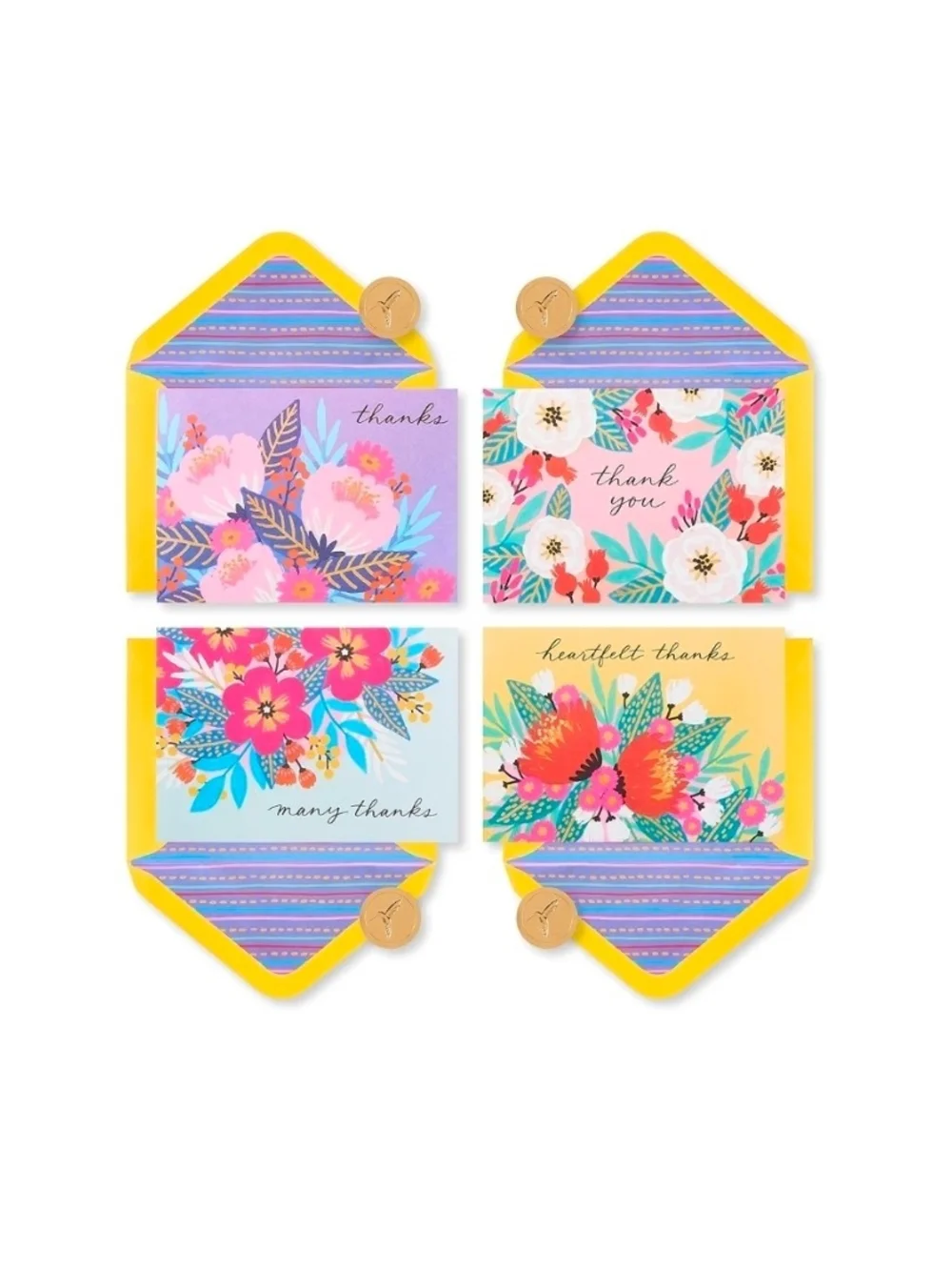 Papyrus - Floral 'Thanks' Note Card Set in Magnetic Storage Box